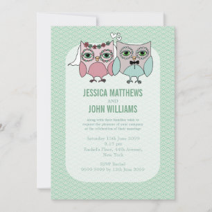 Invitation Mariée & Groom Owl Couple Mariage