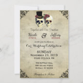 Invitation Mariée & Groom Skull Goth Rustic Mariage (Devant)