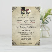 Invitation Mariée & Groom Skull Goth Rustic Mariage (Debout devant)