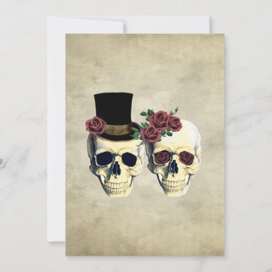 Invitation Mariée & Groom Skull Goth Rustic Mariage (Dos)