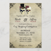 Mariée & Groom Skull Goth Rustic Mariage