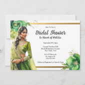 Invitation Mariée indienne hindi douche de mariée verte (Devant)