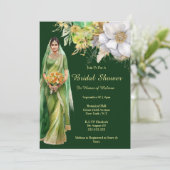 Invitation Mariée indienne pour être des fleurs d'or vert bot (Debout devant)