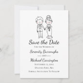 Invitation Mariée Marié de dessin animé Mariage Sauvegarder l (Devant)