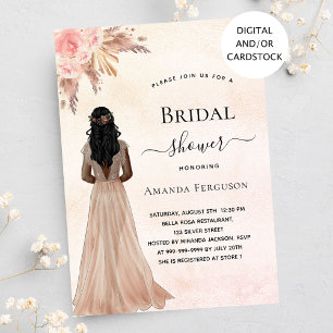 Invitation Mariée mariée rose or blush boho pampas