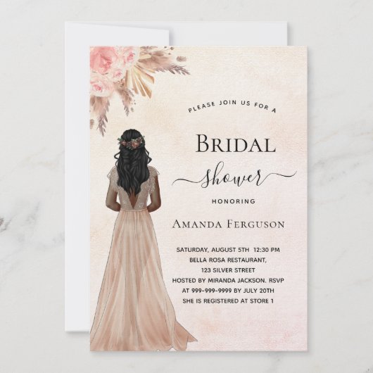 Invitation Mariée mariée rose or blush pampas luxe (Devant)