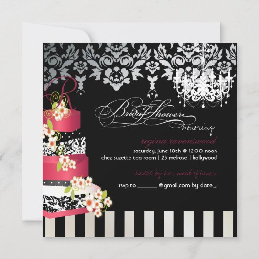 Invitation Mariée monogramme PixDezines, gâteau de velours ro (Dos)