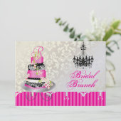 Invitation Mariée monogramme PixDezines, gâteau mariage rose (Debout devant)