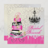 Invitation Mariée monogramme PixDezines, gâteau mariage rose (Devant / Derrière)