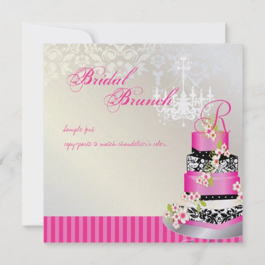 Invitation Mariée monogramme PixDezines, gâteau mariage rose (Dos)