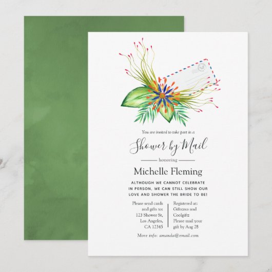 Invitation Mariée ou Baby shower d'été tropical par la poste (Devant / Derrière)