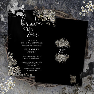 Invitation Mariée Ou Mort Fête des mariées Gothique Noire Et