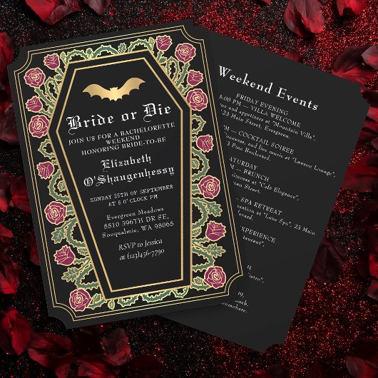 Invitation Mariée ou mourir Bachelorette de café gothique Wee