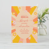 Invitation Mariée rétro Super 70's à thème orange jaune (Debout devant)