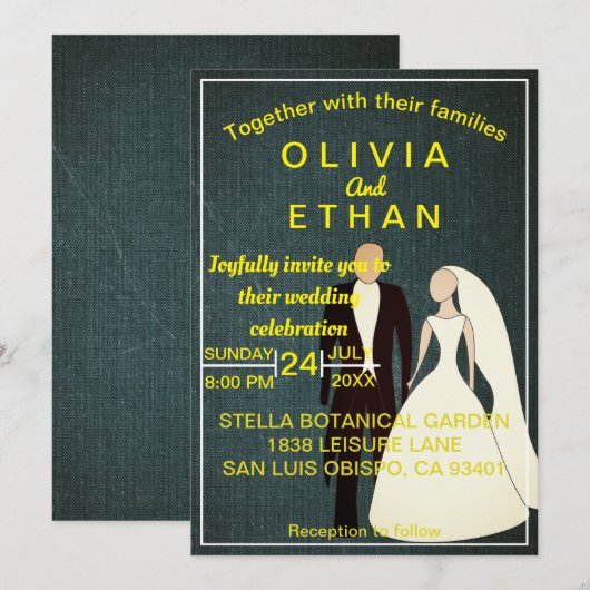 Invitation Mariée Romantique Et Mariage Élégant (Devant / Derrière)