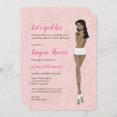 Invitation Mariée rose dans ses culottes douche lingerie (Devant / Derrière)