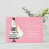 Invitation Mariée rose sur gâteau Mariage (Debout devant)