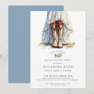 Invitation Mariée Rustique Dans La Femme Botte Bachelorette