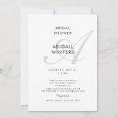 Invitation Mariée sage moderne initiale simple douche de mari (Devant)