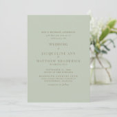 Invitation Mariée Simplement Sage Parents Texte Or Mariage (Debout devant)