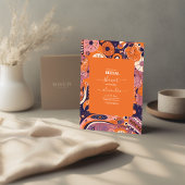 Invitation Mariée super rouge orange rétro rose violet