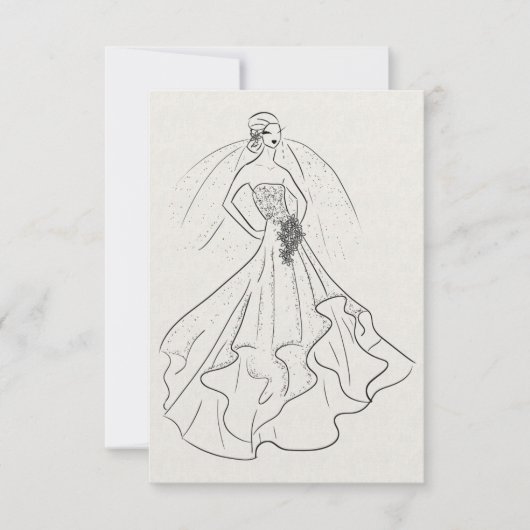 Invitation Mariée sur le lin français (Devant)