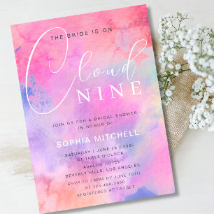 Invitation Mariée sur nuage 9 Fête des mariées colorée brilla