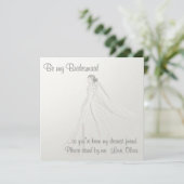 Invitation Mariée sur satin blanc (Debout devant)
