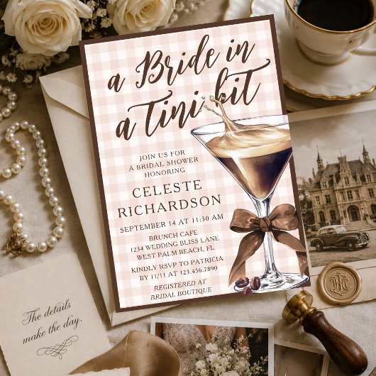 Invitation Mariée Tini Bit Bow Espresso Martini Enterrement d