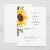 Invitation Mariée Tournesol Moderne Parents Mariage Simple (Devant / Derrière)