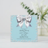 Invitation Mariée Turquoise Robin's Egg Blue Big White Bow (Debout devant)