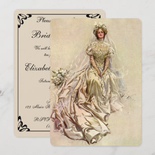Invitation Mariée victorienne vintage, thé de mariage
