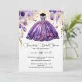 Invitation Mariée violette pour être fleurs florales douche n (Debout devant)