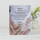 Invitation Mariées en dentelle blanche mariage robe photo inv (Debout devant)