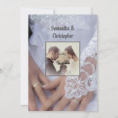 Invitation Mariées en dentelle blanche mariage robe photo inv (Dos)