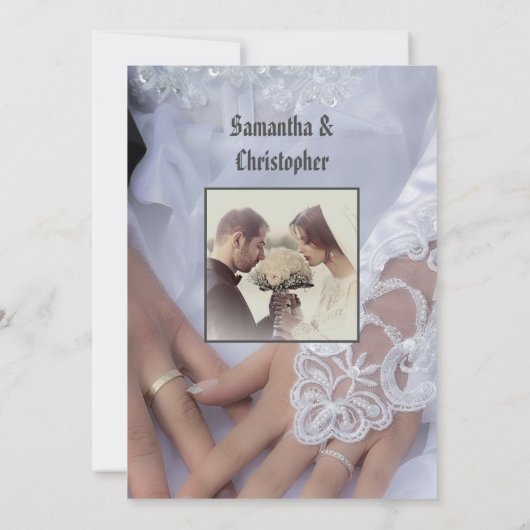 Invitation Mariées en dentelle blanche mariage robe photo inv (Dos)