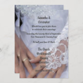 Invitation Mariées en dentelle blanche mariage robe photo inv (Devant / Derrière)