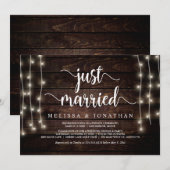 Invitation Mariés à l'instant, Bois Rustique, Fuite de Noces (Devant / Derrière)