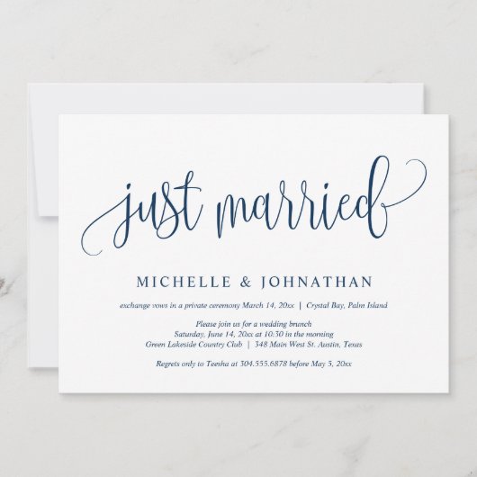 Invitation Mariés à l'instant, Célébration de mariage en fuit (Devant)