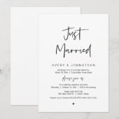 Invitation Mariés à l'instant, Noir, Fête de Mariage en Elope (Devant / Derrière)