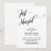 Invitation Mariés à l'instant Script élaboré en noir et blanc (Devant / Derrière)