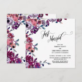 Invitation Mariés à l'instant Script Élaboré Fleurs Gras (Devant / Derrière)