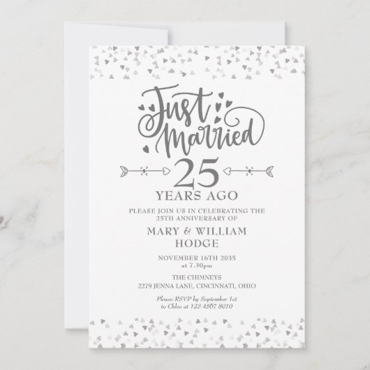 Invitation Mariés à peine 25e anniversaire de mariage (Devant)