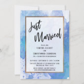 Invitation Mariés à peine Gold Border Abstract Blue Splashes (Devant)