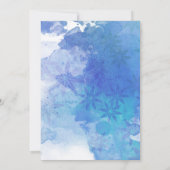 Invitation Mariés à peine Gold Border Abstract Blue Splashes (Dos)