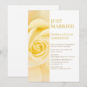Invitation Mariés à peine hier Rose jaune Réception de mariag (Devant / Derrière)