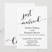Invitation Mariés à peine Script Réception Noir et Blanc (Devant / Derrière)