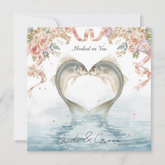 Invitation Mariés amateurs de pêche Attrapé par vous Aquarel (Devant)