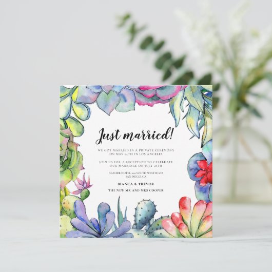 Invitation Mariés ! Annonce de cactus et de succulentes (Debout devant)