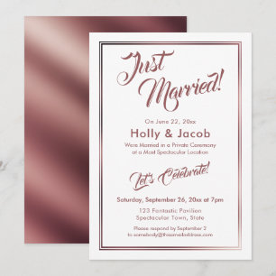 Invitation Mariés aujourd'hui Rose Gold sur Blanc, Réception